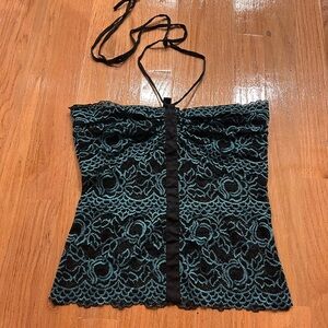 bebe Black and Blue Lace Camisole